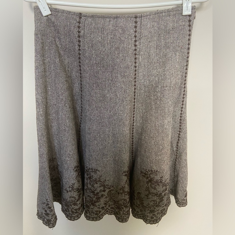 COCO & tashi  Elegant brown boho Embroidered Skirt size small